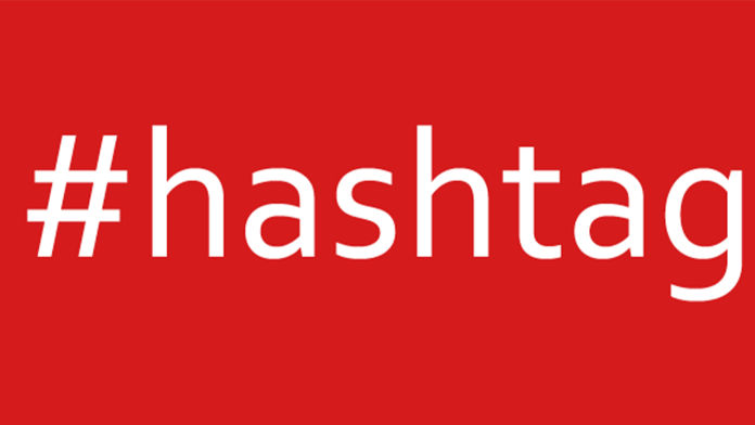 Image with #Hashtag on it. Red Background. 